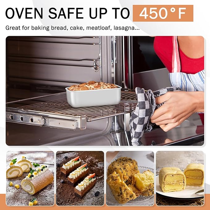 TeamFar Mini Loaf Pan, 12 PCS Stainless Steel Loaf Pans for Baking Bread, 6.3 x 3.5 Inch Bread Baking Pan for Homemade Bread, Meatloaf, Cake and Brownies, Non-Toxic, Oven & Dishwasher Safe
