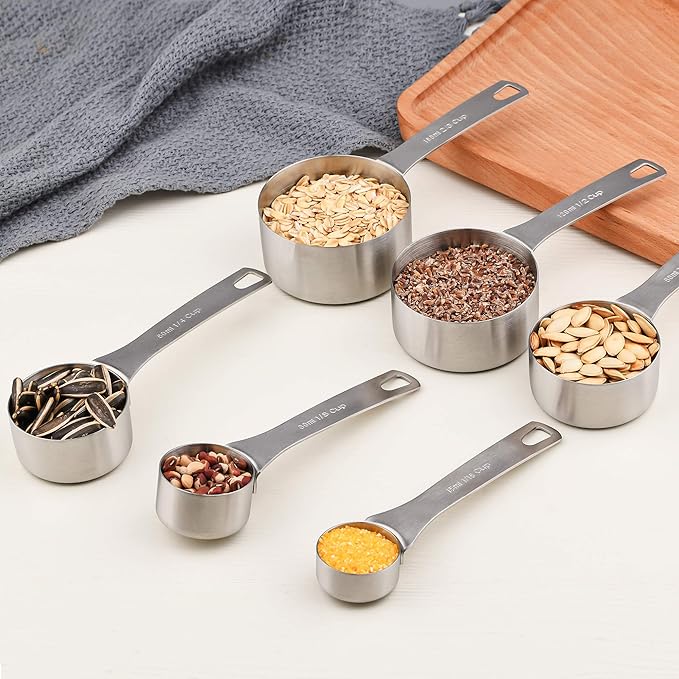 19-Piece Stainless Steel Measuring Cups & Spoons Set, Magnetic Conversion Chart, Metric 8 Cups 9 Spoons