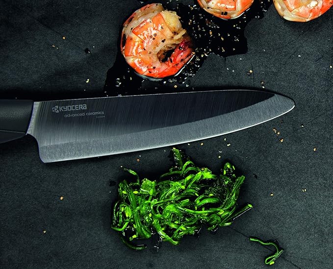 Kyocera Innovation Series Ceramic 5" Slicing Knife, with Soft Touch Ergonomic Handle-Black Blade, Black Handle