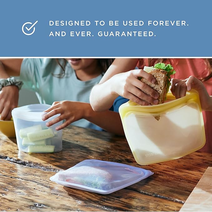 Stasher Premium Silicone Reusable Food Storage Stand-Up Mini Bag, Green, Microwave, Sous Vide, Dishwasher, Oven and Freezer Safe, BPA Free, Leak-free, Eco-friendly, 28 Oz