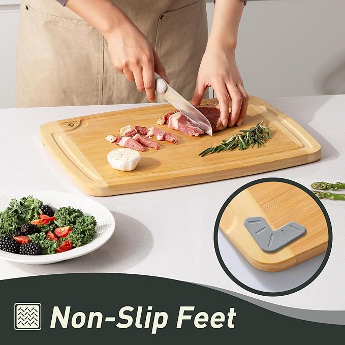 3 packs Bamboo Cutting Board Set Non Slip Feet Over Sink For Kitchen Meal Prep & Serving Brides Her Wedding Day Bridal Shower Engaged Wed House Christmas Married Future Unique Cool Gifts