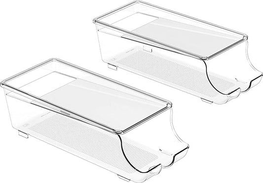 Simple Houseware 2-Pack Front-Loading Beverage Soda Can Organizer Dispenser, Clear