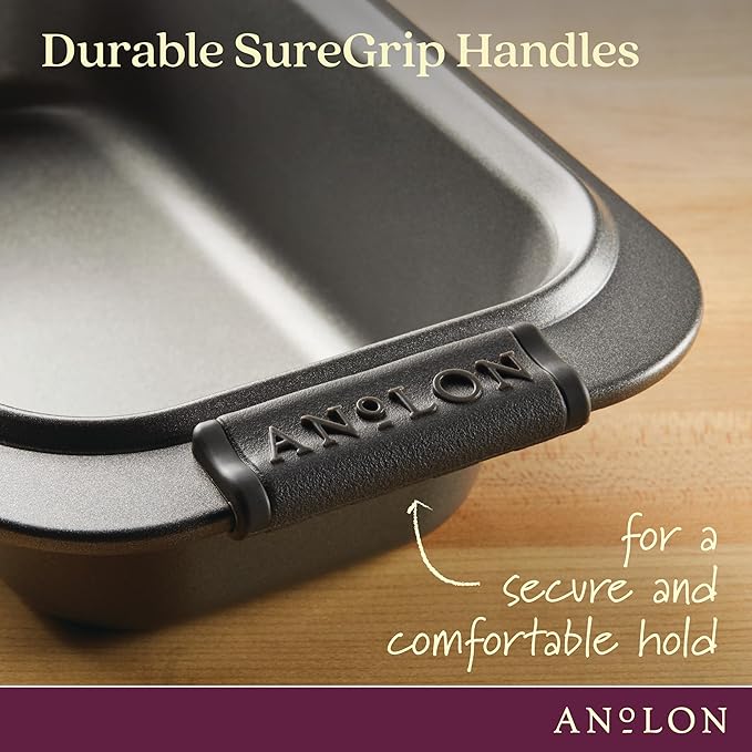 Anolon - 54709 Anolon Advanced Nonstick Bakeware/Baking/Loaf Pan with Grips, 9 Inch x 5 Inch, Gray