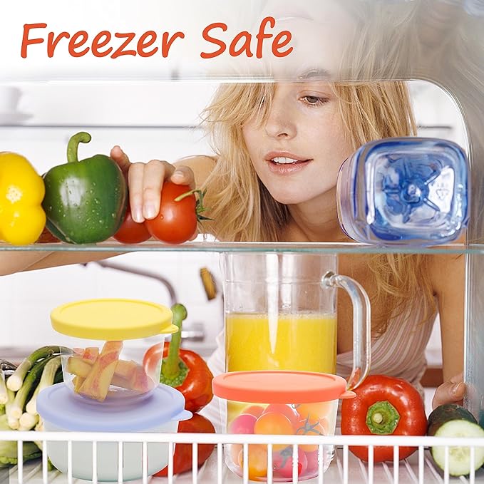 1 Cup Silicone Replacement Lids Storage Cover for Pyrex 7202-PC Glass Bowls (Container not Included) 4 Pack Microwave, Dishwasher and Freezer Safe