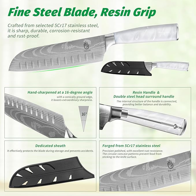 FULLHI Knife Set, 14pcs Japanese Knives Set, Multiple Colour Premium German Stainless Steel Chef Knife Set