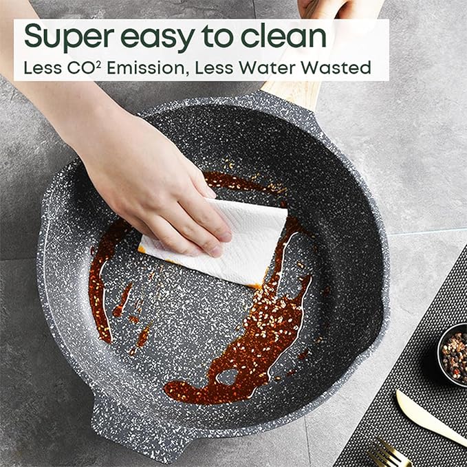 10Pcs Pots and Pans Set,nonstick Cookware Set Kitchen Cooking Set,Non-toxic Healthy Granite Induction Cookware Sets with firm heat-resistant handle(PFOA Free)