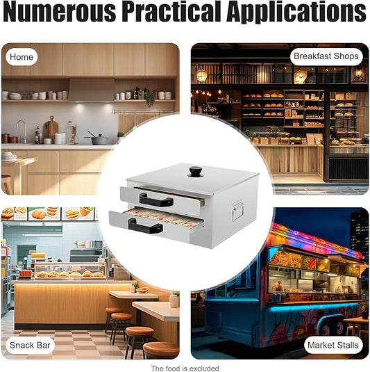 Double-Tier Cantonese Rice Noodle Roll Machine, 304 Stainless Steel Chinese Food Steamer with Anti-Scald Handles, Fits Electric, Induction, Gas Stoves, For Home, Breakfast Shops