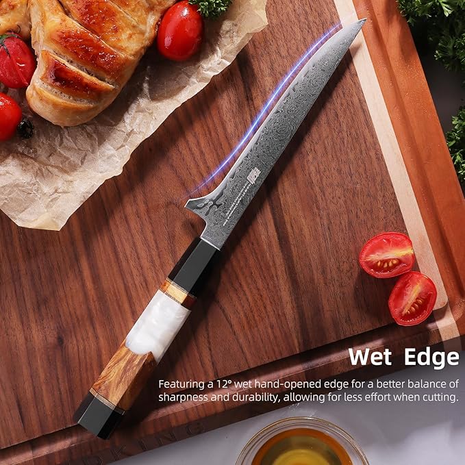 FINDKING Boning Knife 5.5 Inch, Sharp Trimming & Fillet Knife for Meat, Brisket & Fish, Japanese Style (BLACK-ROSE Series)