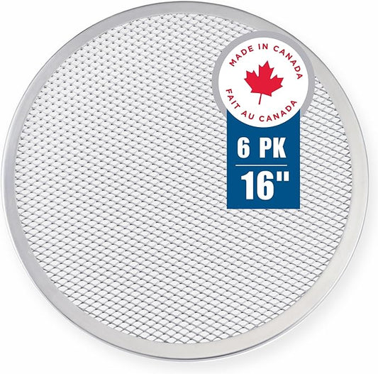 Norjac 16 Inch Pizza Screen, 6 Pack – Aluminum Mesh for Oven, Seamless, Rust-Free, Durable Baking Trays for Crispy Crusts