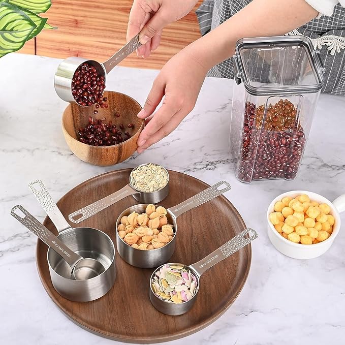 Smithcraft Measuring Cups Set 6, Stainless Steel Measuring Cups Set, 18/8(304) Steel 6 Dry Measuring Cups Set, Kitchen Metric & US Measurer Cups Set, Metal Measuring Cups Set for Cooking and Baking