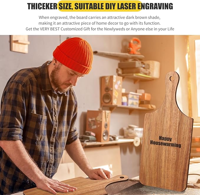 Zubebe 10 Pcs Cutting Board Bulk 11 x 5 Inch Wood Chopping Board Blank Small Laser Engraving Mini Charcuterie Serving Boards for Wedding Housewarming Gift (Acacia)