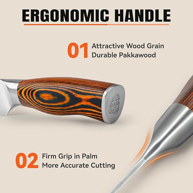 TUO Cheese Knife, Tomato Knife 5.5" Serrated Blade, High Carbon German Steel, Mutil-Use Non Stick Design, Pakkawood Handle - Fiery Phoenix Series