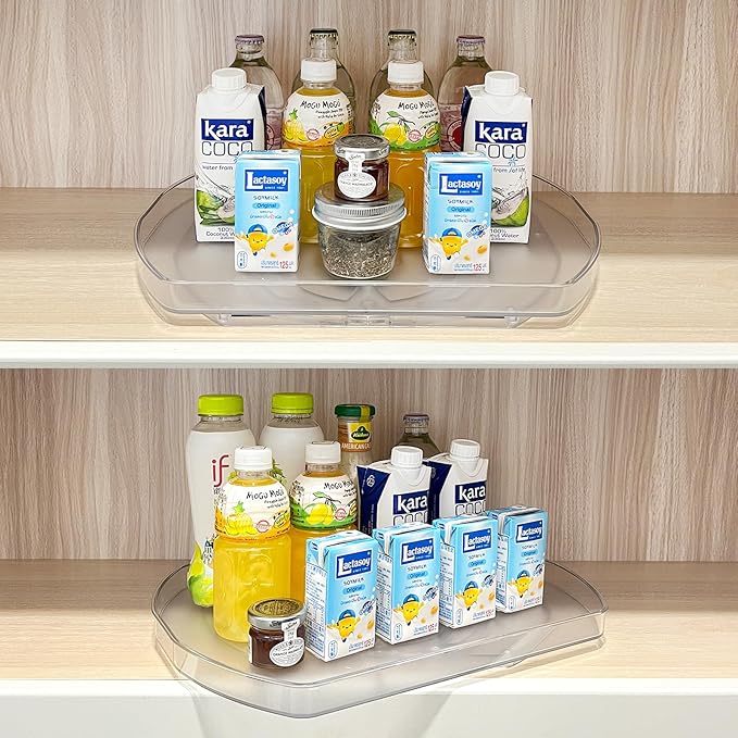 360° Rotating Lazy Susan Turntable - Multifunctional Rectangular Organizer for Refrigerator, Cabinet, Pantry, and Kitchen Countertop (15.2" x 11.4", 2 Pack)