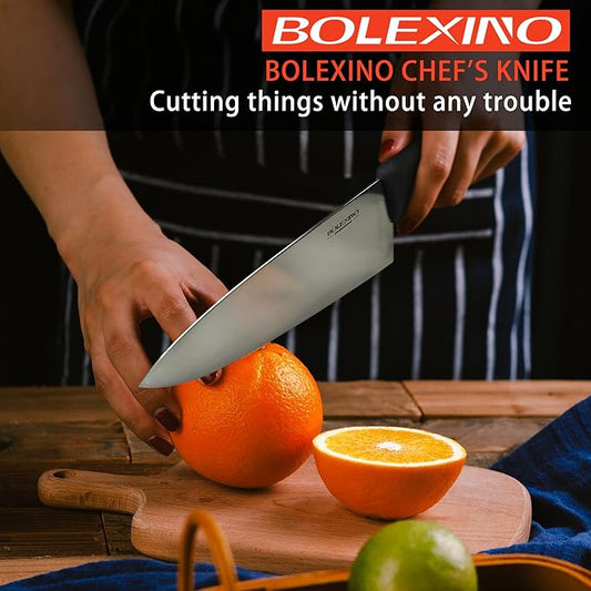 8 inch Japanese High Carbon Stainless Steel Chef Knife, Professional Extra Sharp Wide Cook Knife with Non-slip Ergonomic Handle, for Kitchen Home Restaurant