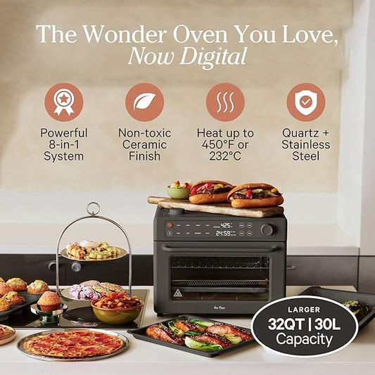 Our Place Wonder Oven Pro | 8-in-1 Digital Countertop Oven with Large 32Qt Capacity | Non-toxic, Quartz & Stainless Steel | Air Fry, Toast, Roast, Bake, Reheat, Broil, Reheat & Dehydrate | Char