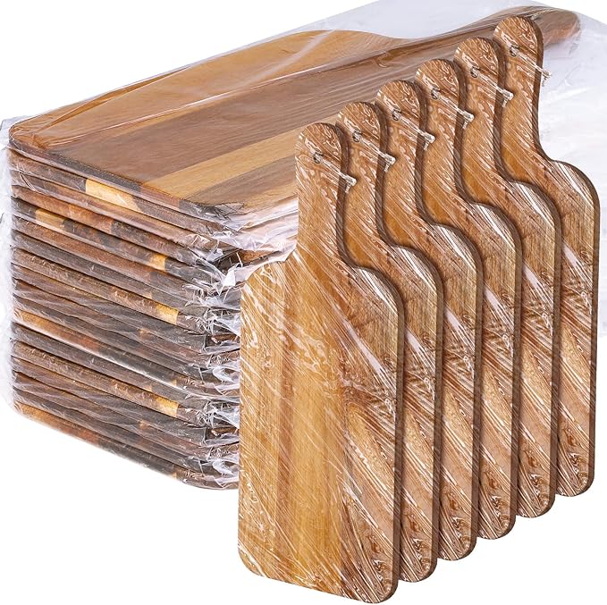 Irenare 18 Pcs Plain Cutting Board Set with Handles Laser Engraving Wooden Charcuterie Kitchen Serving Chopping Board Bulk for DIY Housewarming Mother's Day Gifts(Acacia,15 x 7 Inch)