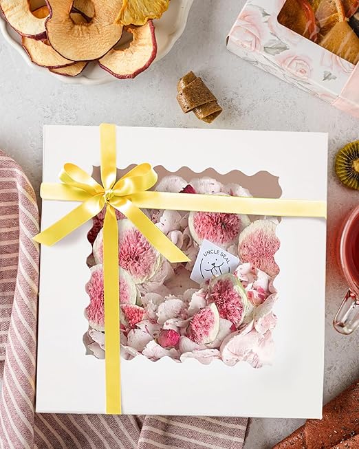 qiqee White 6x6x5 Cake Box, 4 Sets White Cake Box with Window & 4 Sets 6" White Cake Round Boards, 6inch Cake Containers