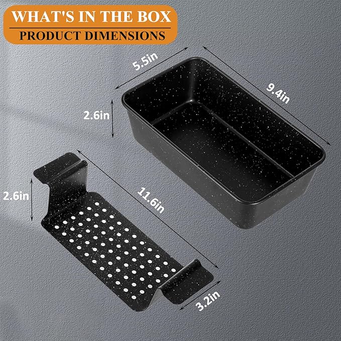 9x5 Meatloaf Pan with Drain Tray, Heavy-Gauge Carbon Steel Nonstick Loaf Pan for Baking Bread, Oven-Safe Healthy Baking Pan for Meatloaf, Banana Bread, Sandwich Bread