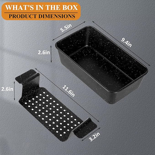9x5 Meatloaf Pan with Drain Tray, Heavy-Gauge Carbon Steel Nonstick Loaf Pan for Baking Bread, Oven-Safe Healthy Baking Pan for Meatloaf, Banana Bread, Sandwich Bread