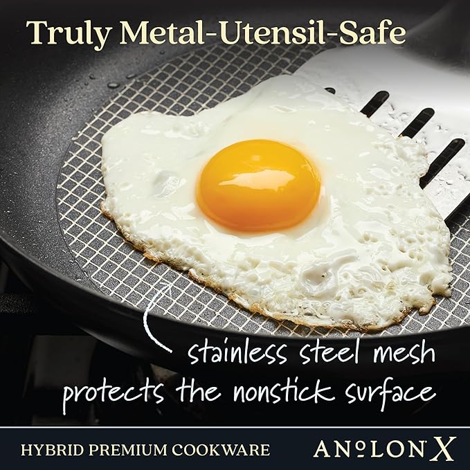 Anolon X Hybrid Nonstick Nonstick Cookware Induction Pots and Pans Set, 12 Piece - Charcoal Gray