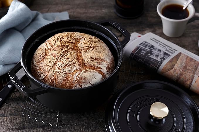 Staub 1103425 Black Cast Iron 13.25 Qt. Round Cocotte