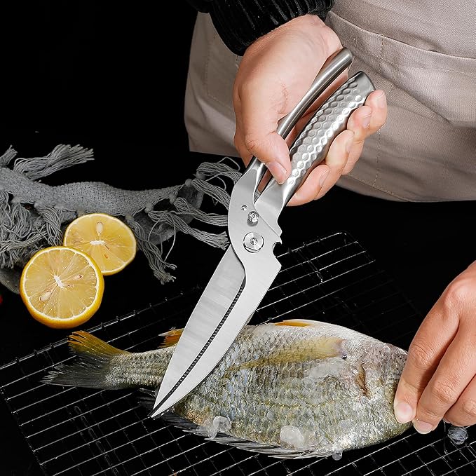 WILDMOK Heavy Duty Poultry Kitchen Shears – Multi-function Stainless Steel Poultry Shears, Ultra Sharp All Purpose Kitchen Scissors Cutting Chicken Meat, Turkey, Fish