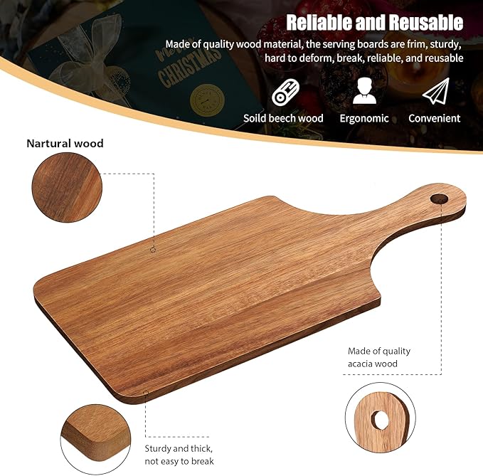 Zubebe 10 Pcs Cutting Board Bulk 11 x 5 Inch Wood Chopping Board Blank Small Laser Engraving Mini Charcuterie Serving Boards for Wedding Housewarming Gift (Acacia)