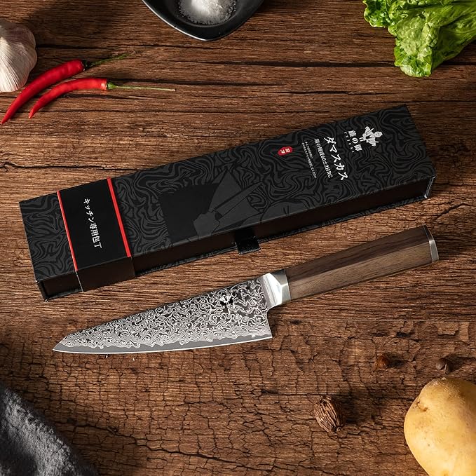 Chef Knife 6 inch, Professional Chef Knife VG 10 Damascus Super Steel 67-Layer Razor Sharp Kiritsuke Knife with Natural Wood Handle