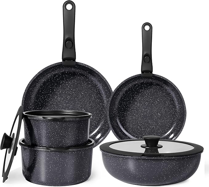 GiPP Ceramic Pots and Pans Set Non Stick, 11 Piece Nonstick Detachable Handle Cookware Sets, Non Toxic Induction Kitchen Pot and Pan with Removable Handle, Healthy RV Cookware, Dishwasher &Oven Safe