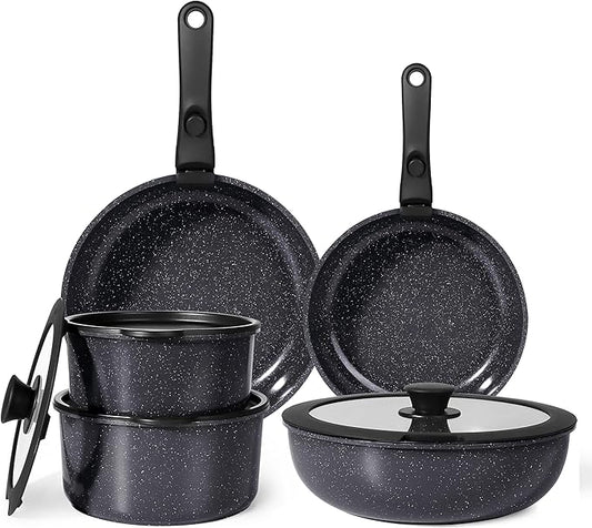 GiPP Ceramic Pots and Pans Set Non Stick, 11 Piece Nonstick Detachable Handle Cookware Sets, Non Toxic Induction Kitchen Pot and Pan with Removable Handle, Healthy RV Cookware, Dishwasher &Oven Safe