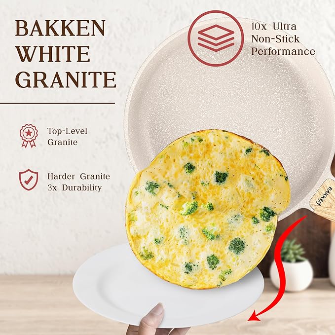 Bakken-Swiss 14-Piece Kitchen Cookware Set – Granite Non-Stick – Eco-Friendly – for All Stoves & Oven-Safe