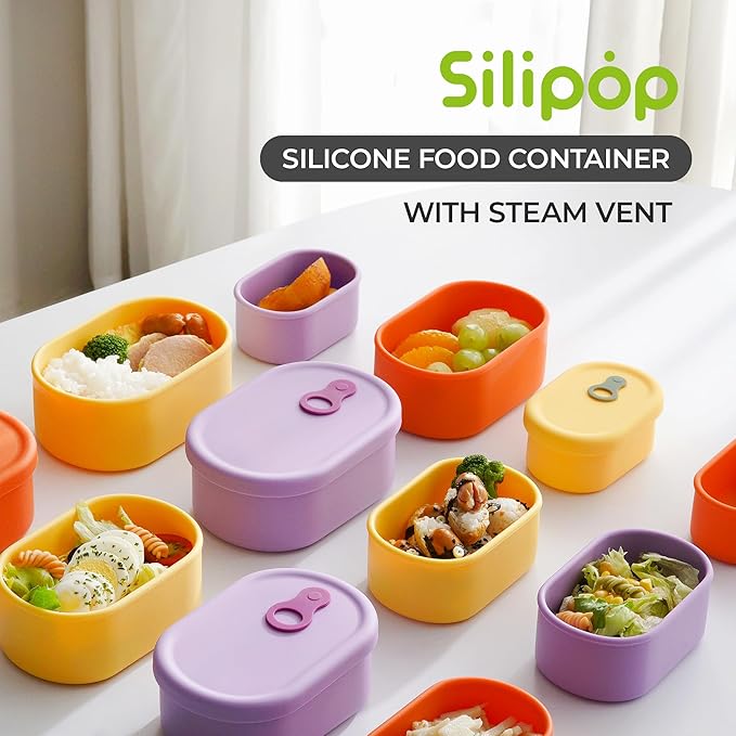 Premium Korean-Made Silicone Airtight Food Container with Steam Vent – BPA Free, Leakproof, Microwave & Freezer Safe Meal Prep. & Leftovers Storage (Mango Yellow, 500ML)