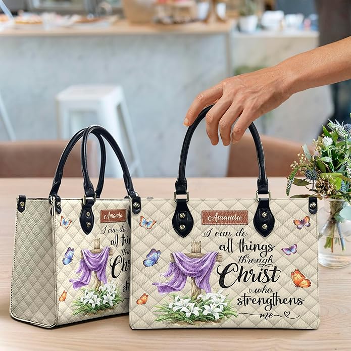 THUYPT Personalized Christian Leather Handbags, Handbag & Purse With Bible Verse Religious Tote Bag, Gift for Women