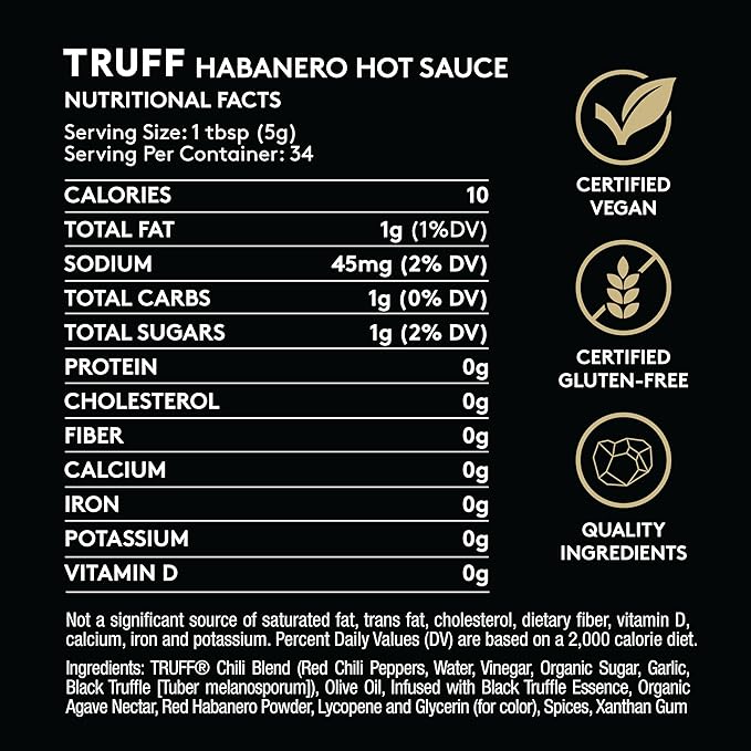 TRUFF Hot Sauce and Hotter Sauce 2-Pack Bundle, Gourmet Hot Sauce Set, Black Truffle and Chili Peppers, Gift Idea for The Hot Sauce Fans (Black/Red, 6 oz, 2 Count)