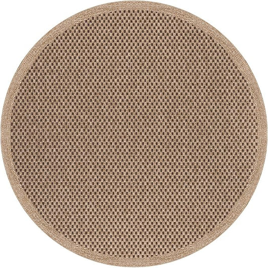 CAMILSON Easy Jute Round Rug 6ft Indoor Outdoor Natural Color Fiber Area Rugs for Living Room Patio and Kitchen Rug, Sisal Boho Woven Design Easy-Cleaning Washable Outside Carpet Alfombras (6 Round)