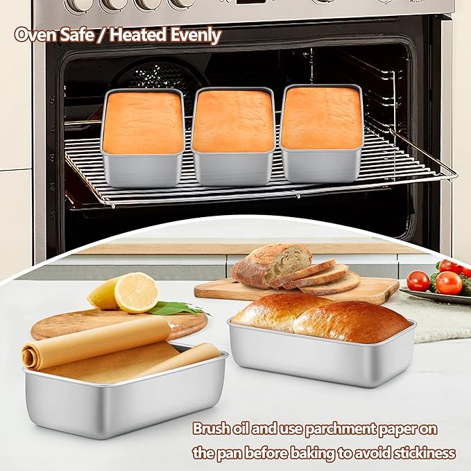 LIANYU Bread Loaf Pans Set of 24, 9x5 Inch Stainless Steel Bread Baking Pans Loaf Tins for Sourdough, Sandwich, Meatloaf, Easy Release & Dishwasher Safe