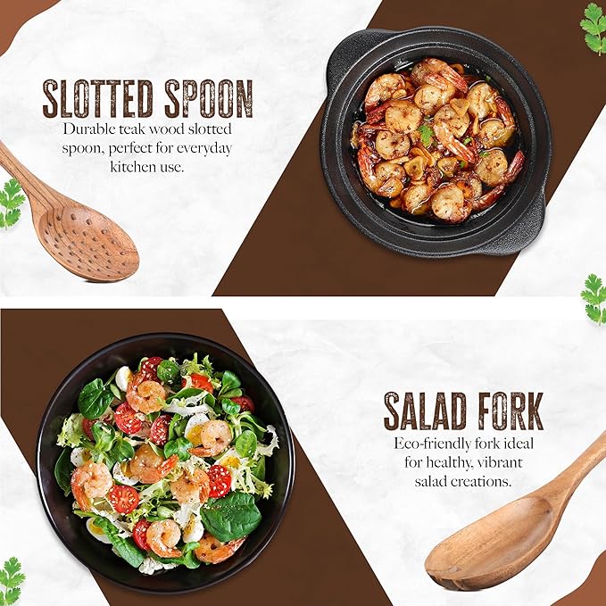 INTAJ Wooden Spoon Set for Cooking & Serving – 6-Piece Eco-Friendly Kitchen Utensils – Handmade Acacia Wood Spoons for Serving, Gifting & Daily Use – Non-Toxic, Sustainable Cookware Essentials