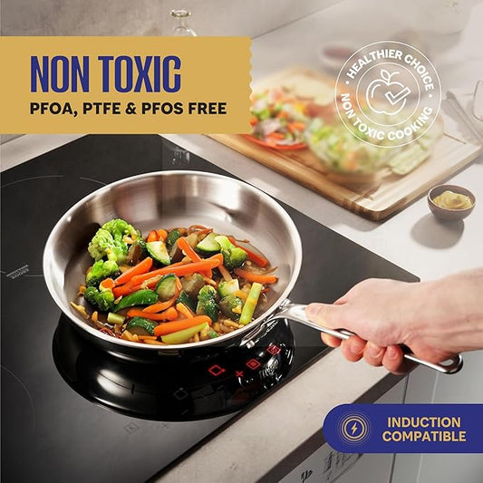 LEGEND COOKWARE 5 Ply Stainless Steel Cookware Set | 12-Piece Pot and Pan Set | Induction Compatible, Non-Toxic | Heavy Duty 18/8 Full Clad Construction | Oven Safe Even Heating | PFOA PTFE PFOS Free