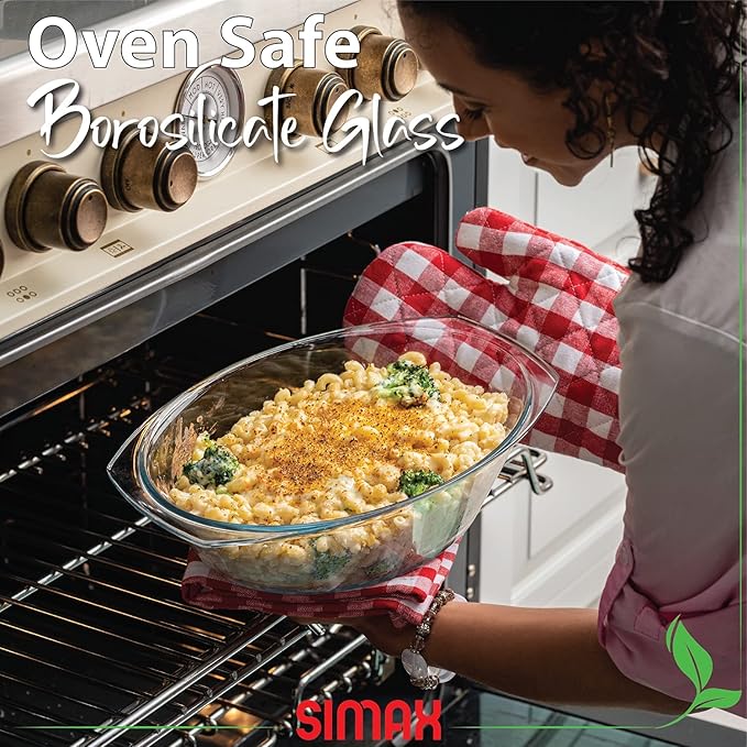 Simax Clear Glass Casserole Dish: Clear Glass Oval Casserole Dish with Lid and Handles Covered Bowl for Cooking, Baking, Serving, etc. Microwave, Dishwasher, and Oven Safe Cookware – 2.5 Quart