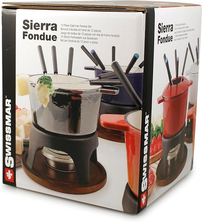 Swissmar Sierra 11 Piece Cast Iron Fondue Set - Metallic Black