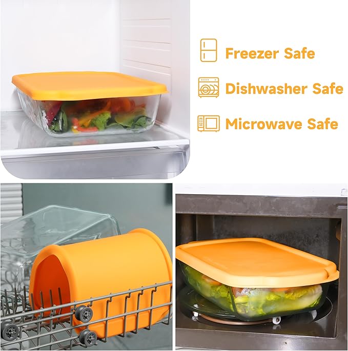 Silicone Lids for Pyrex 233丨233-D Glass Baking Dish, 1 Pack Silicone Lid for Pyrex Glass Baking Dish, Dishwasher & Freezer & Microwave Safe (Baking Dish Not included)