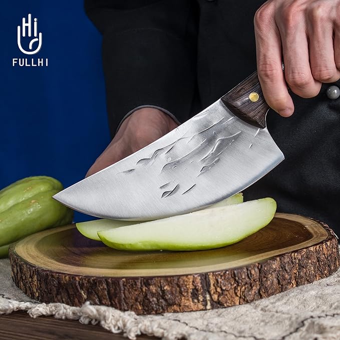 FULLHI 14pcs Butcher Knife Set Hand Forged chef knife Boning Knife With Sheath High Carbon Steel Chef For Kitchen, Camping, BBQ