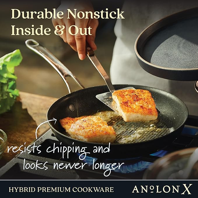 Anolon X Cookware/Pots and Pans Set, 8 Piece, Dark Gray