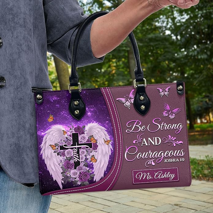 THUYPT Personalized Christian Leather Handbags, Handbag & Purse With Bible Verse Religious Tote Bag, Gift for Women