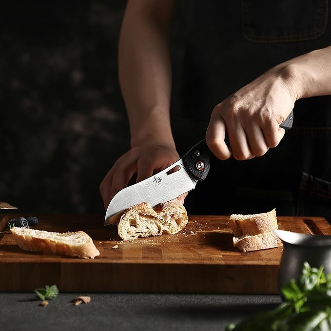 SENBON 440 Stainless Steel Super Sharp Pocket Folding Chef Knife Handle Camping Barbecue Outdoor Back Clip Portable
