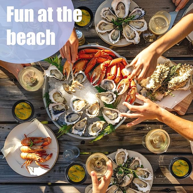 Artestia Butter Warmers Set, 4-Piece Ceramic Butter Warmer with Tea Light Candles, Crab Boil Party Supplies - Dishwasher, Microwave, Oven Safe (Black)