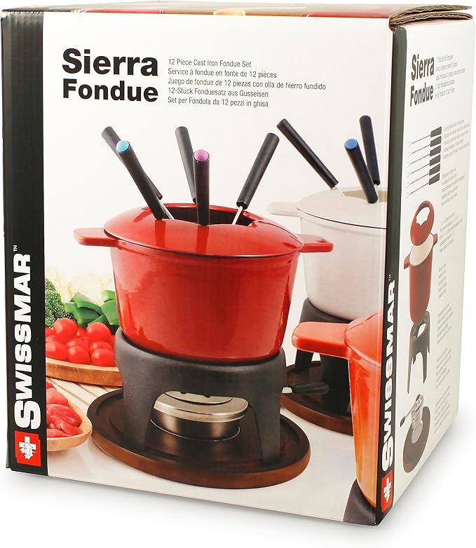 Swissmar Sierra 11 Piece Cast Iron Fondue Set - Metallic Black
