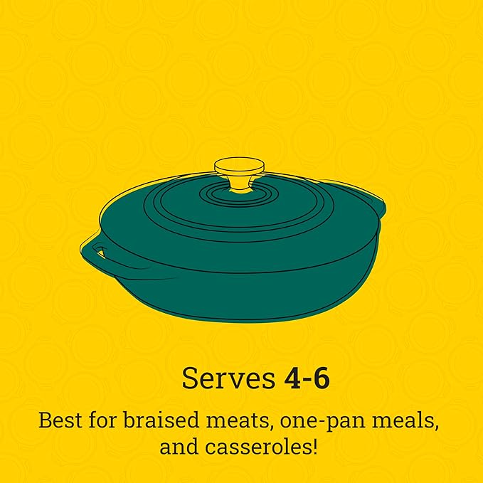 Lodge 3.6 Quart Enameled Cast Iron Covered Casserole with Lid – Dual Handles – Oven Safe up to 500° F or on Stovetop - Use to Marinate, Cook, Bake, Refrigerate and Serve – Lagoon