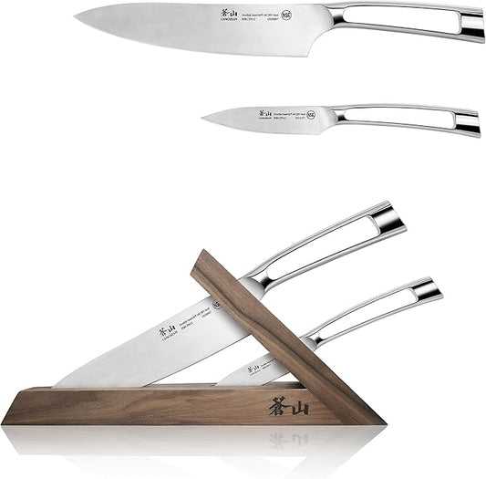 Cangshan TN1 Series 1021264 Swedish 14C28N Steel Forged 3-Piece TAI Knife Block Set, Walnut