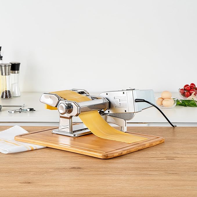 Met Lux Pasta Machine And Motor, 1 Electric Pasta Maker With Cutter Attachments - 9 Adjustable Thickness Settings, Automatic, Stainless Steel Machine, For Fettuccine, Spaghetti